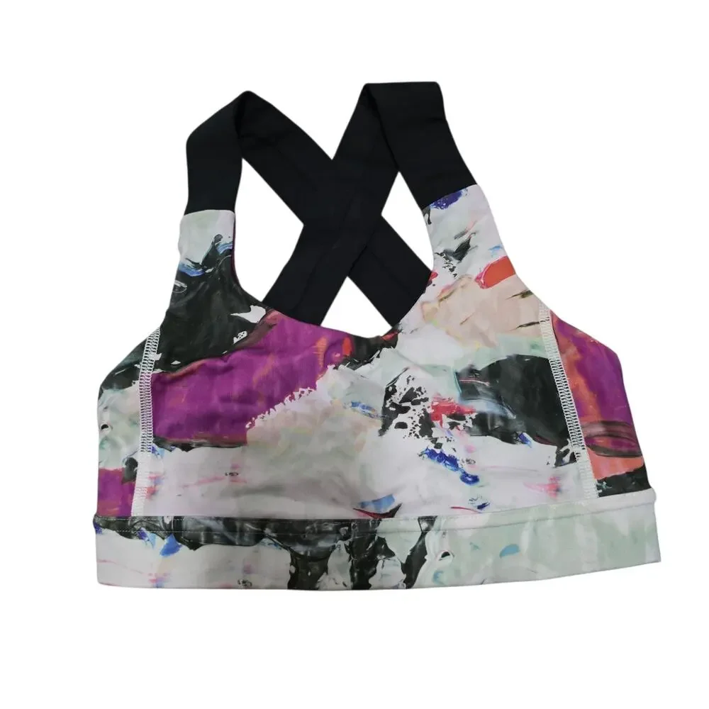 Lululemon All Sport Bra Adjustable Luxtreme Pigment Wave Multi Black Sz 2 XS